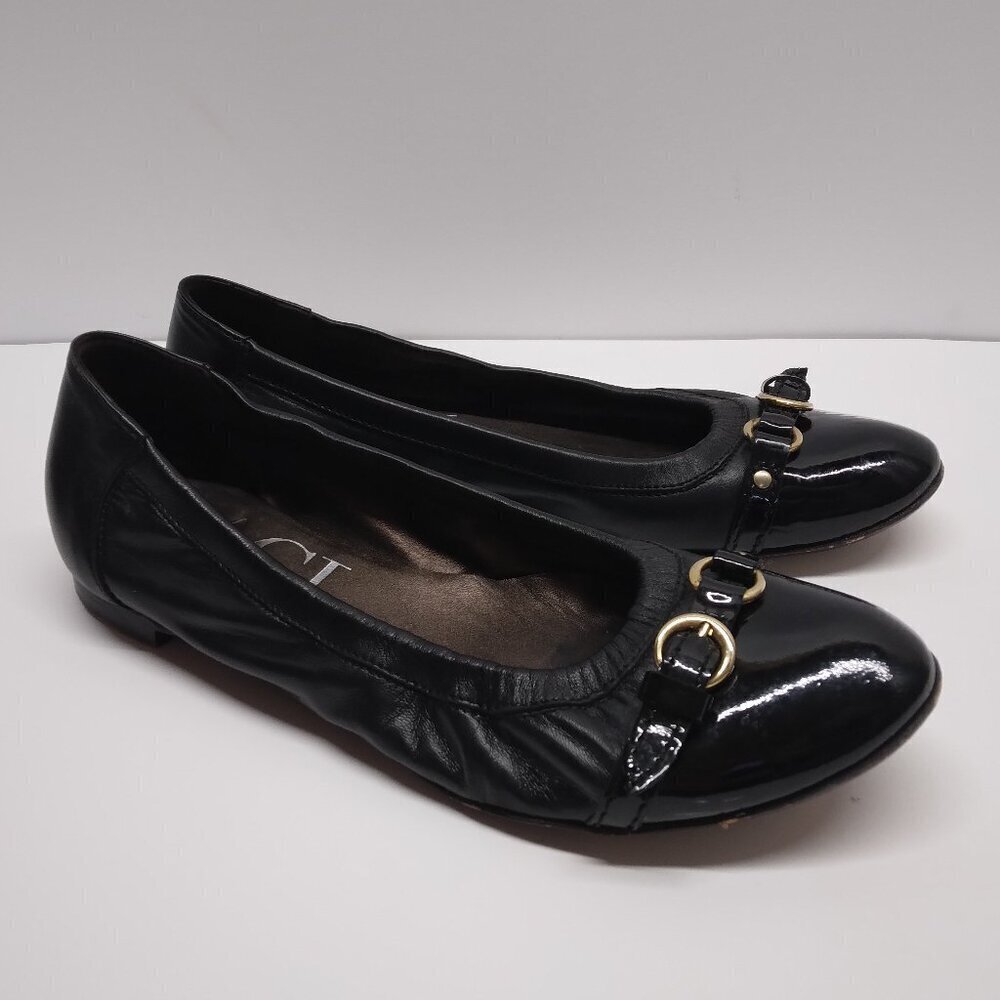AGL Attilio Giusti Leombruni Monika Captoe Black Leather Flats Size 38